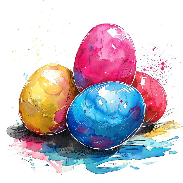 Photo egg rolling watercolor for easter time