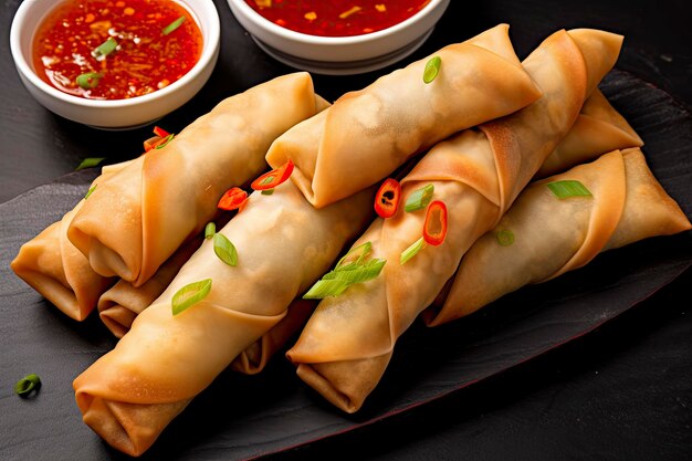 Egg rolls or spring rolls fried