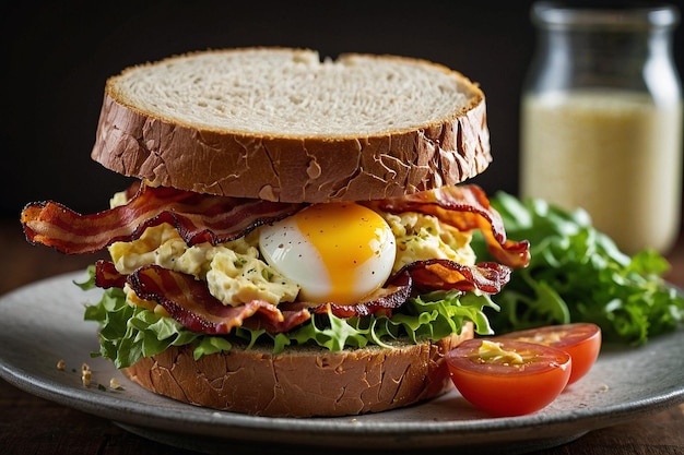 A egg salad and bacon sandwich