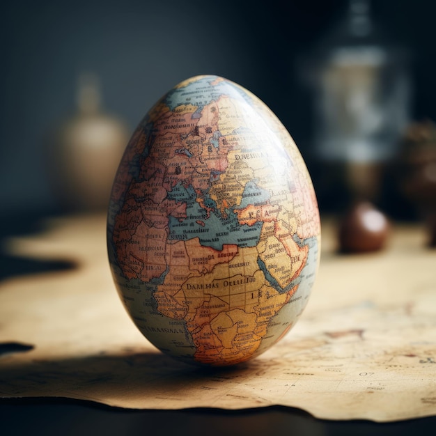 Egg shaped earth on blur background generative AI