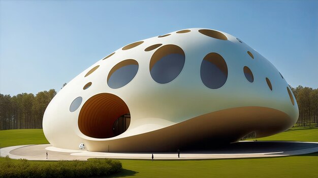 Photo egg shaped museum with a biomorphic design