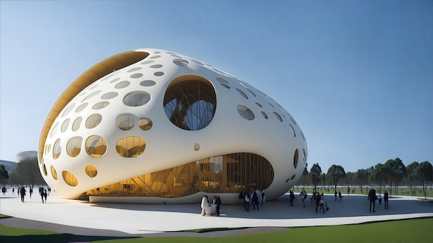 Photo egg shaped museum with a biomorphic design