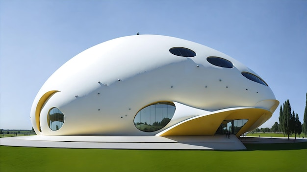 Photo egg shaped museum with a biomorphic design