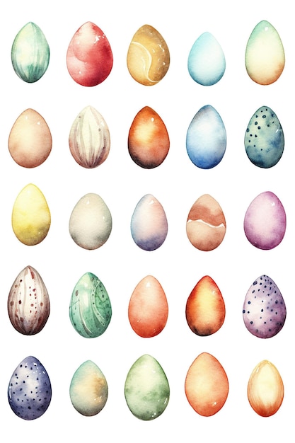 Egg watercolor clipart cute isolated on white background with Generative AI