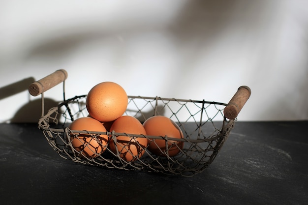 Egg on wire basket