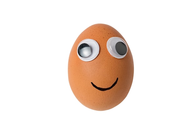 Egg with big eyes isolated on white background Egg character