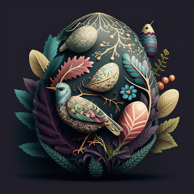 An egg with birds on it