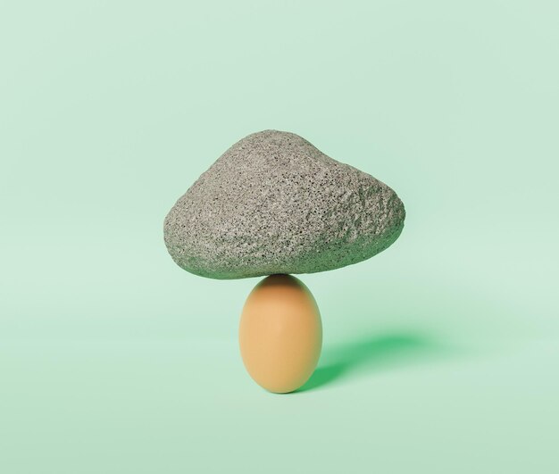 Foto uovo con una roccia in cima