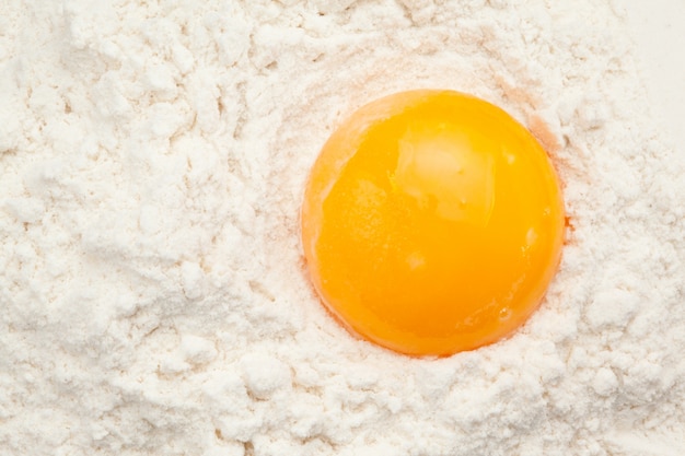 Egg yolk on the flour