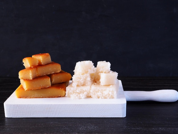 Egg yolk turron and coconut nougat