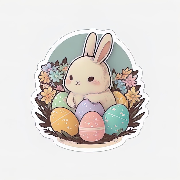 Eggciting Lente Leuke Eenvoudige Paashaas en Eieren Lente Sticker