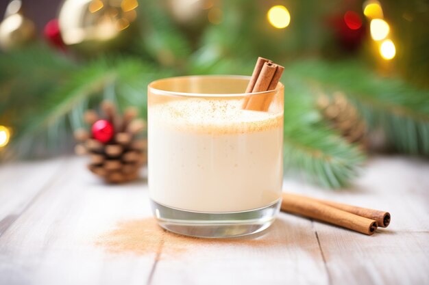 Photo eggnog on the rocks in a heavy glass tumbler