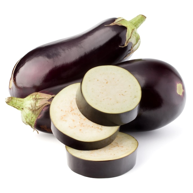 Eggplant or aubergine vegetable isolated on white background cutout