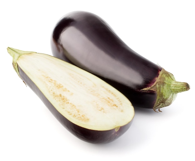 Eggplant or aubergine vegetable isolated on white background cutout