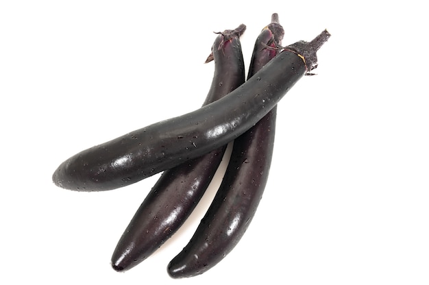 Eggplant or aubergine vegetable on white background