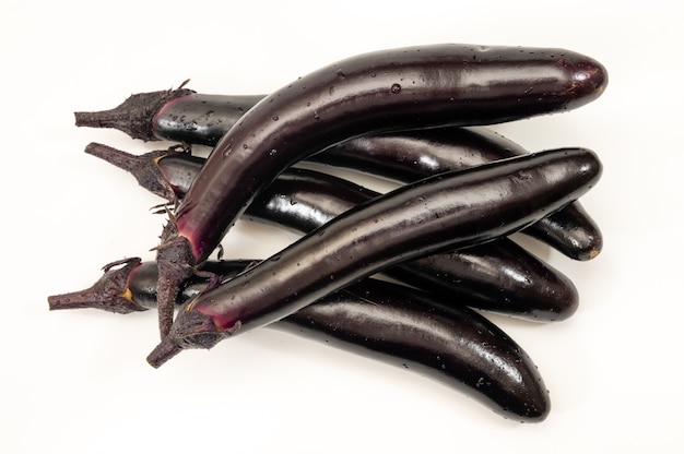 Eggplant or aubergine vegetable on white background