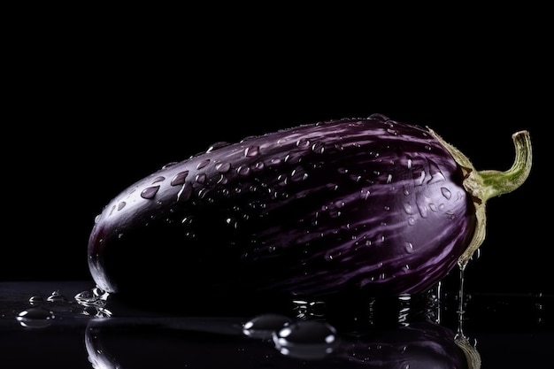 Eggplant on black background