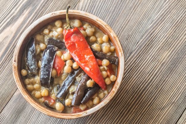 Eggplant and chickpea curry