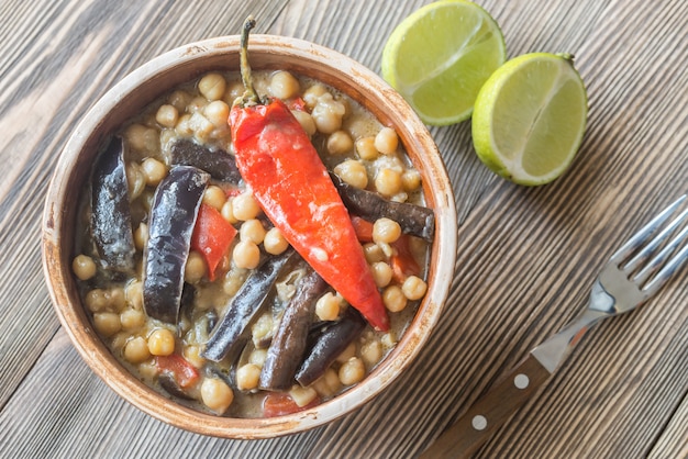 Eggplant and chickpea curry