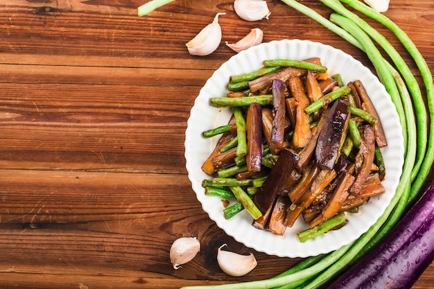 Eggplant fried beans, Chinese food