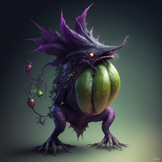 Eggplant Goblin Illustration generative ai