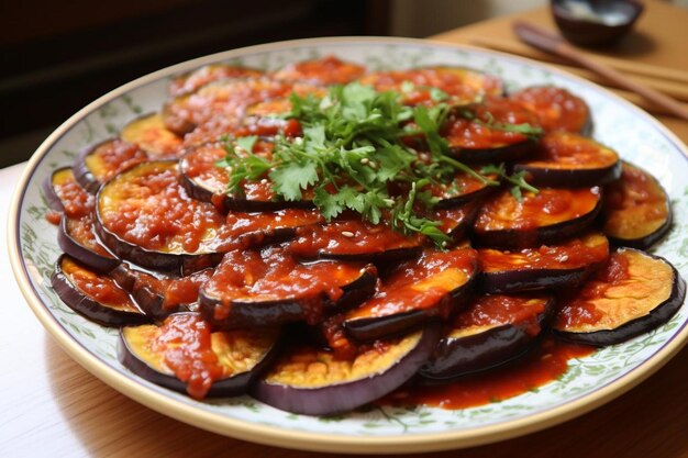 Foto eggplant grigliato con salsa di pomodoro