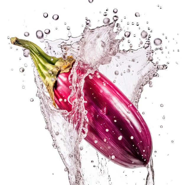 eggplant illustration character water splash art