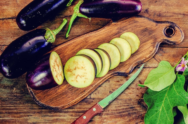 Eggplant nature. Food and drink. Selective focus.