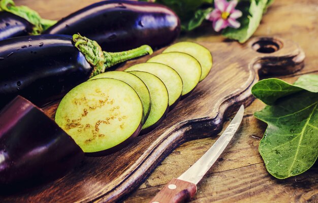 Eggplant nature. Food and drink. Selective focus.