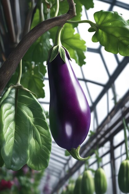 Eggplant on paper white background