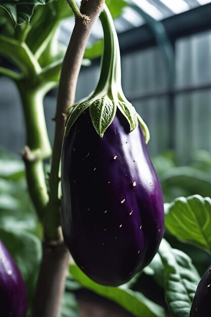 Foto aubergine su carta a sfondo bianco