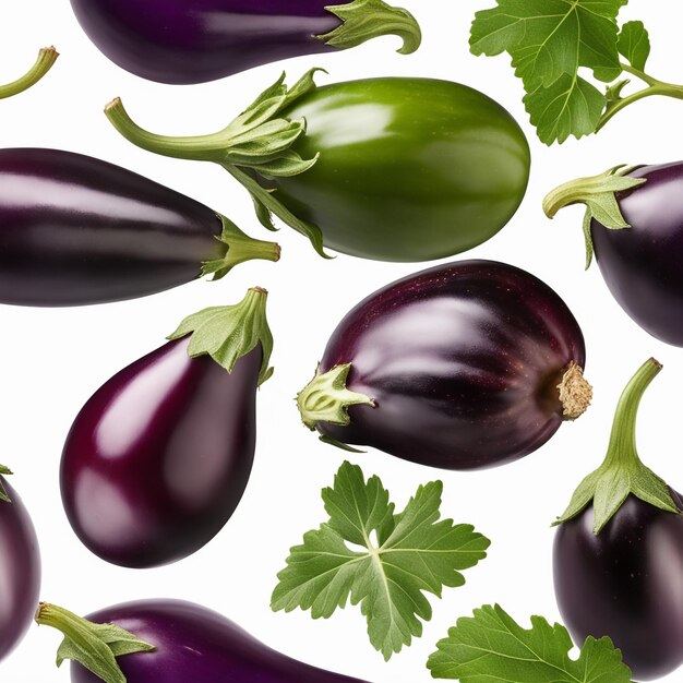 Eggplant on paper white background