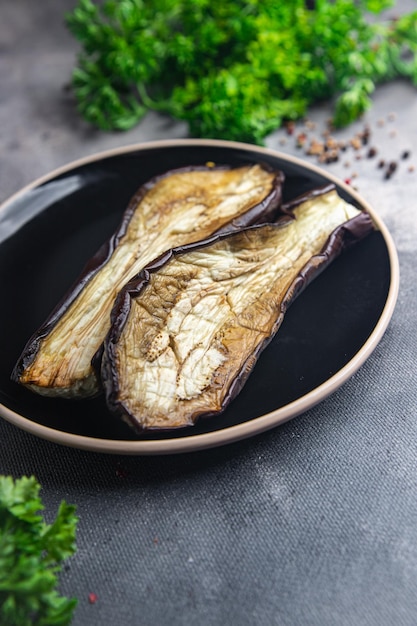 eggplant vegetable baked fresh dish healthy meal food snack on the table copy space food background