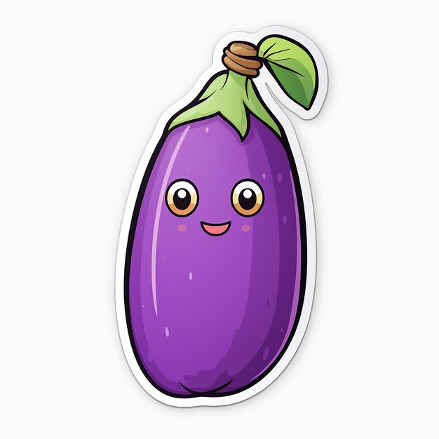 Photo eggplant with white background sticker