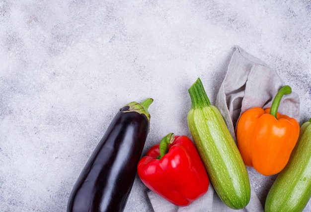 Eggplant, zucchini and bell pepper