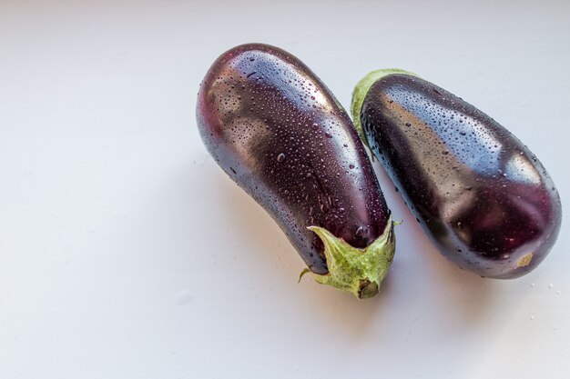 Eggplants with water drops