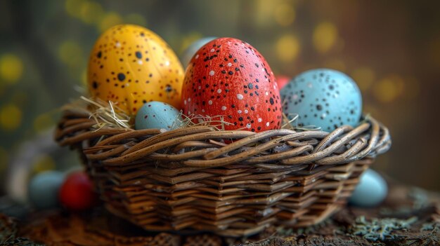 Eggs in a basket made of wooden boards