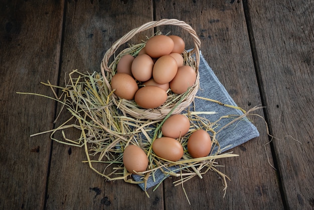 Photo eggs in a basket