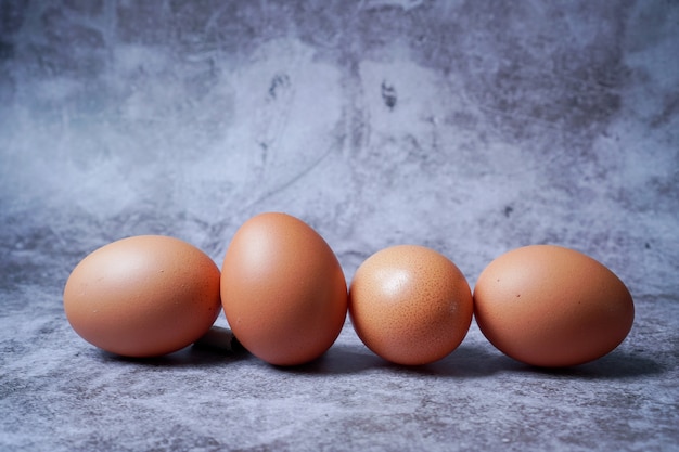 Eggs on the black cement floor