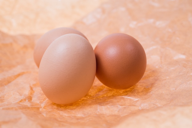 Eggs on a brown surface