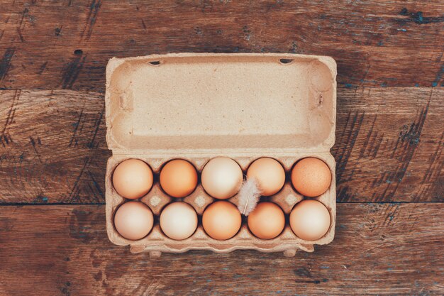 The eggs in the carton boxes