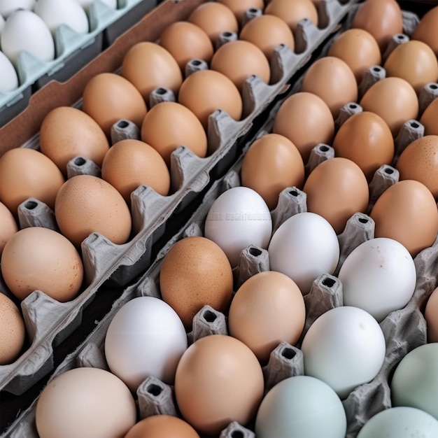 Яйца в коробке на фермерском рынке