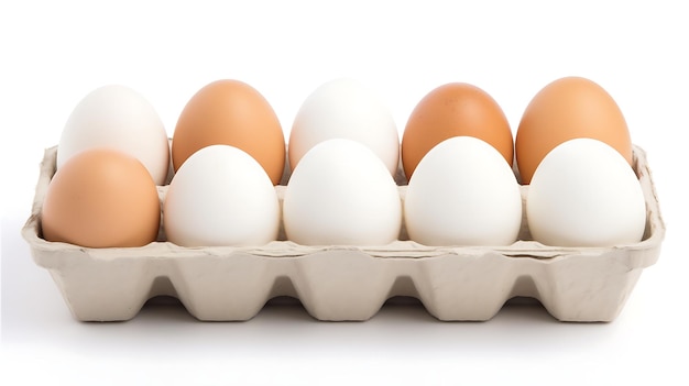 Eggs in a carton isolated on a white background