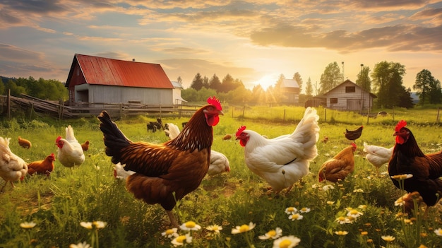 Photo eggs chickens on a farm