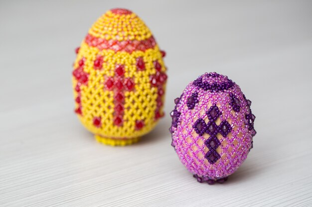 Eggs decorated with small beads