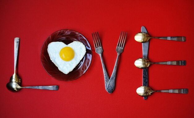 Eggs in the form of heart.