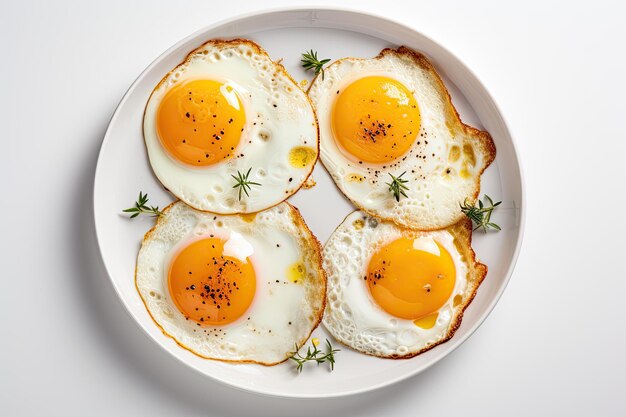 Eggs fried on a table surface