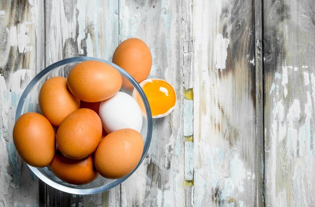 Eggs in a glass bowl