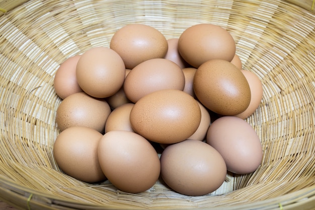 Eggs group in basket