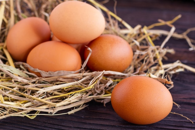 Eggs on the hay.